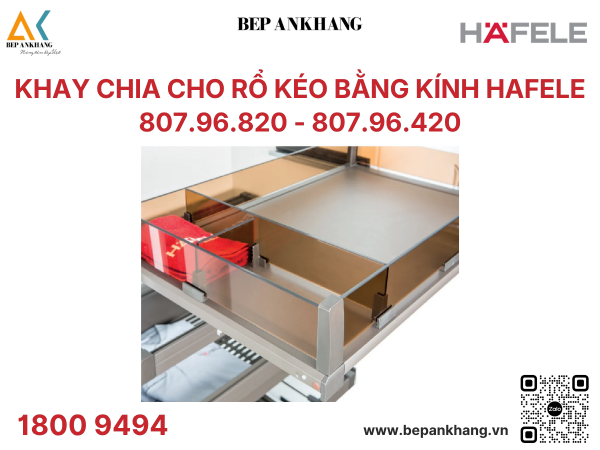Khay chia cho rổ kéo bằng kính Hafele 807.96.420 ( Màu Chestnut )